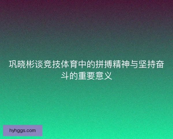 巩晓彬谈竞技体育中的拼搏精神与坚持奋斗的重要意义